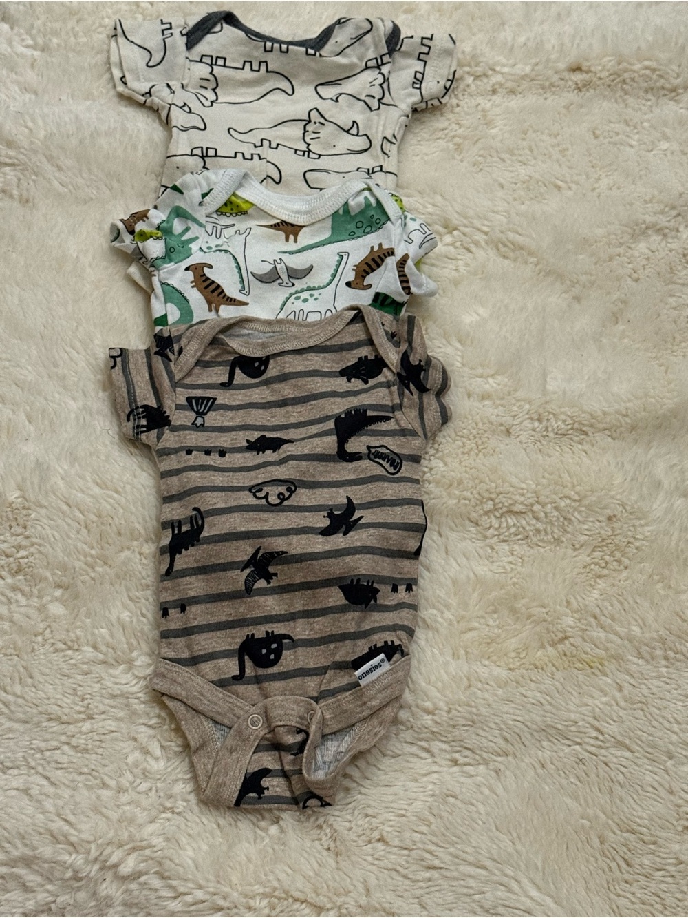 Unbranded Kids Dinosaur Print One-Piece Bodysuit - Neutral and Green